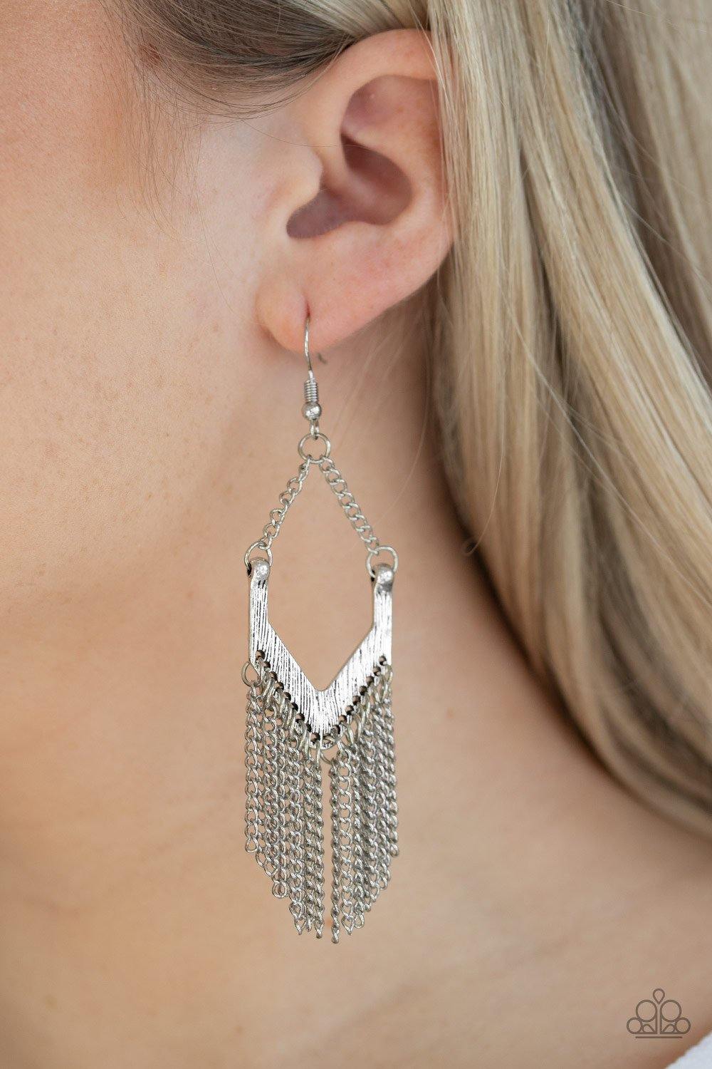 Paparazzi Unchained Fashion Silver Earrings