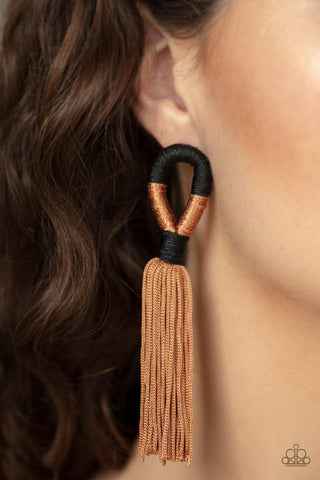 Paparazzi Moroccan Mambo Brown Earrings