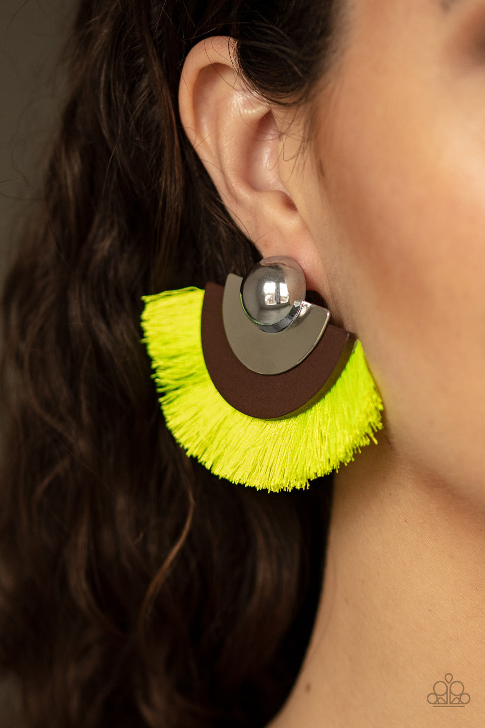 Paparazzi Fan The FLAMBOYANCE Yellow Earrings