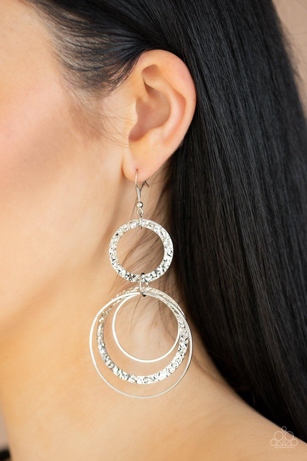 Paparazzi Eclipsed Edge Silver Earrings
