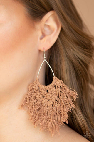 Paparazzi Oh MACRAME, Oh My Brown Earrings