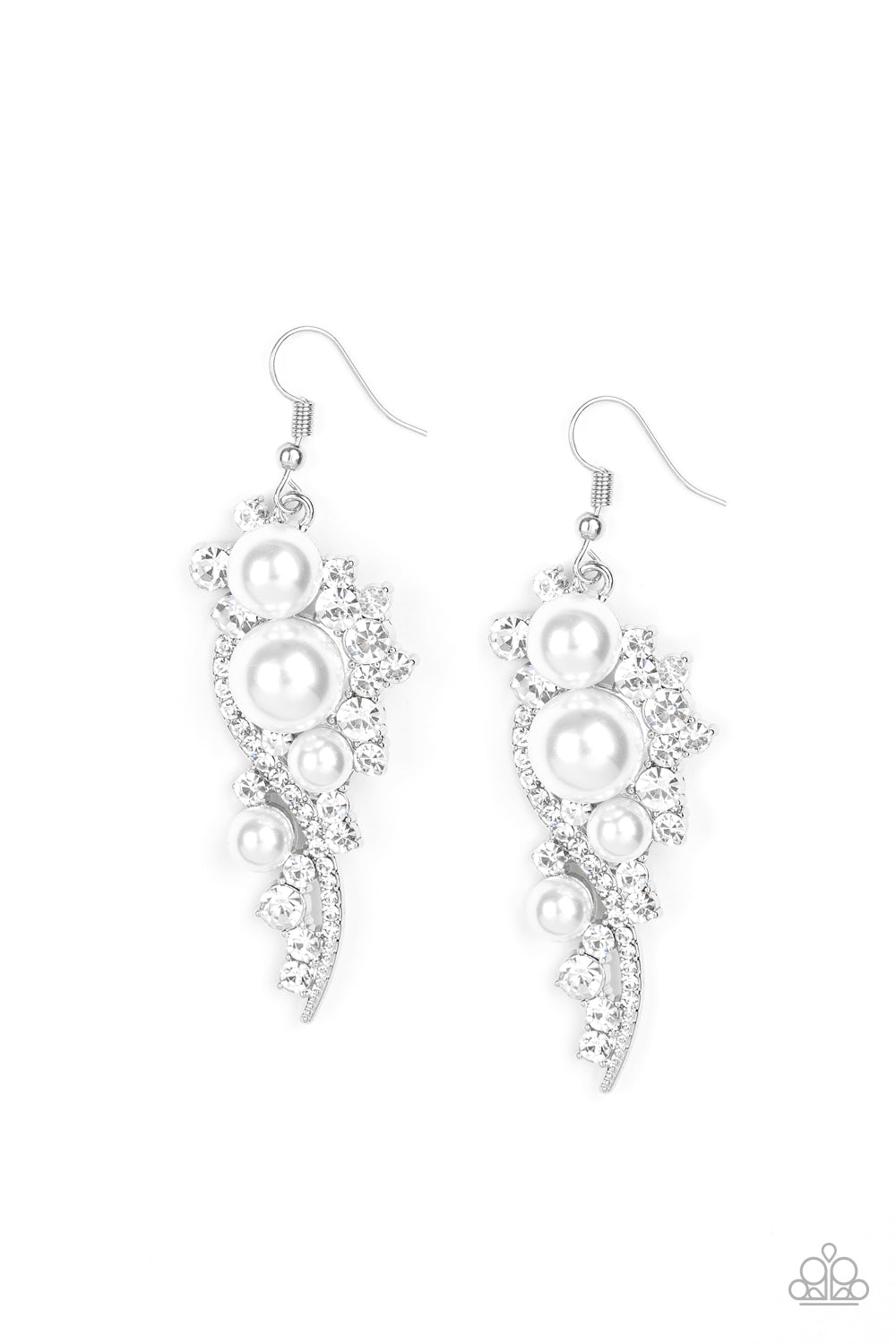 Paparazzi Accessories High-End Elegance White Earrings