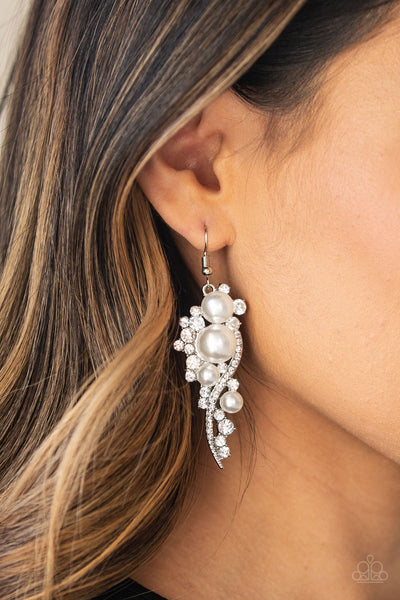 Paparazzi Accessories High-End Elegance White Earrings