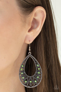 Paparazzi Love To Be Loved Green Earrings