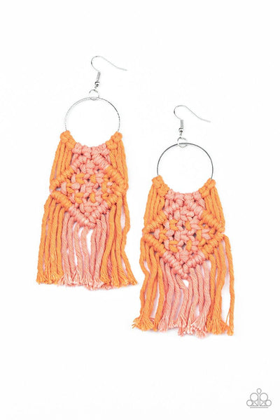 Macrame Rainbow Orange Earrings - Nothin' But Jewelry by Mz. Netta