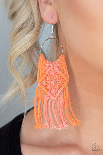 Macrame Rainbow Orange Earrings - Nothin' But Jewelry by Mz. Netta