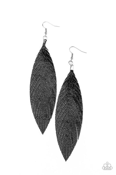 Feather Fantasy Black Earrings - Nothin' But Jewelry by Mz. Netta