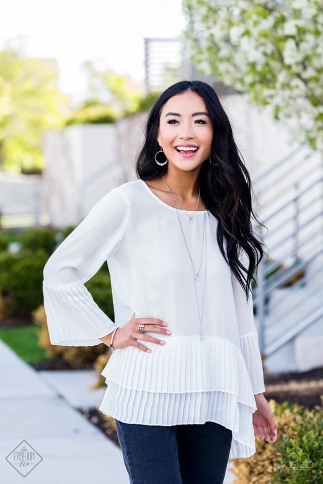 Self-Made Millionaire White Earrings - June 2019 Fiercely 5th Avenue Fashion Fix