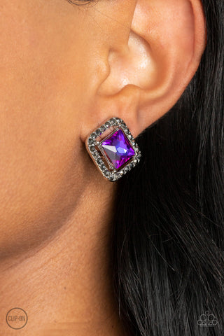 Cosmic Catwalk Purple Clip-On Earrings