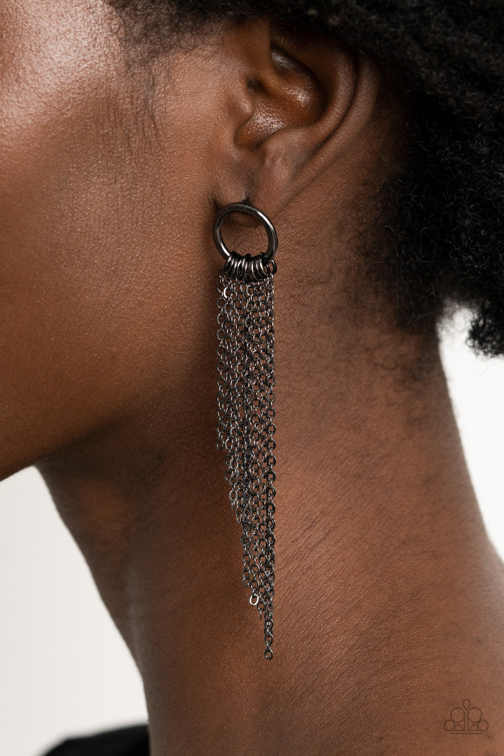 Divinely Dipping Black Earrings