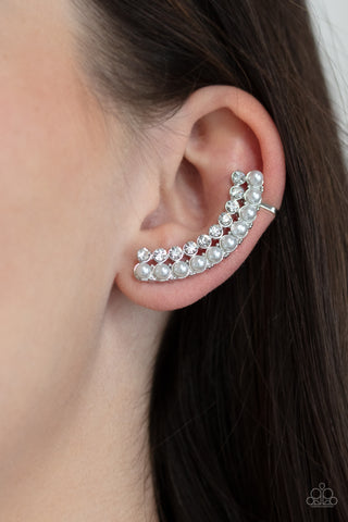 Paparazzi Accessories Doubled Down On Dazzle White Ear Crawlers