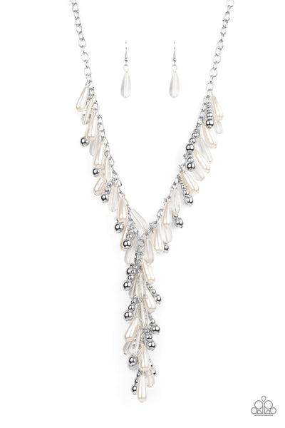 Paparazzi Dripping With DIVA-ttitude White Necklace - April 2021 Life Of The Party