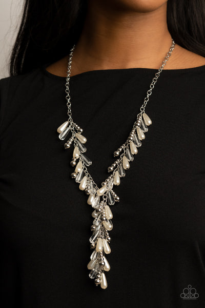 Paparazzi Dripping With DIVA-ttitude White Necklace - April 2021 Life Of The Party