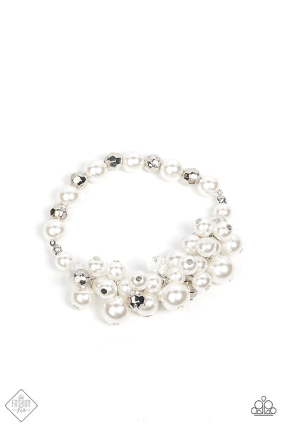 Elegantly Exaggerated White Bracelet - January 2022 Fiercely 5th Avenue Fashion Fix