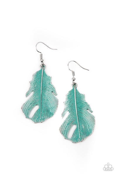 Paparazzi Heads QUILL Roll Blue Earrings