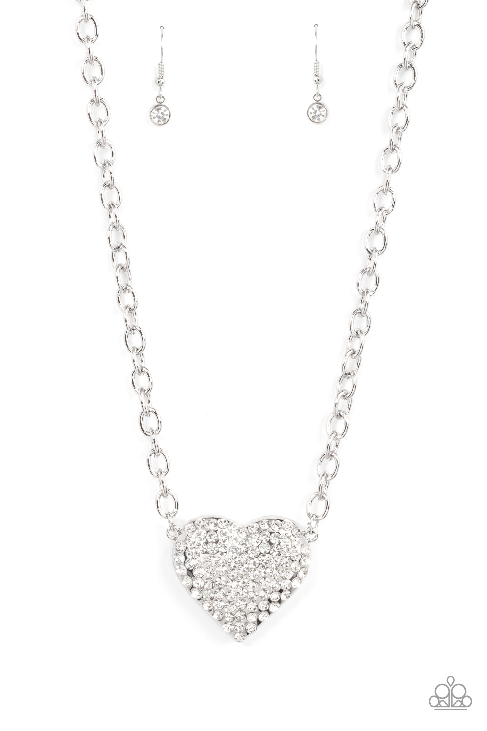 Paparazzi Accessories Heartbreakingly Blingy White Necklace - January 2022 Life Of The Party
