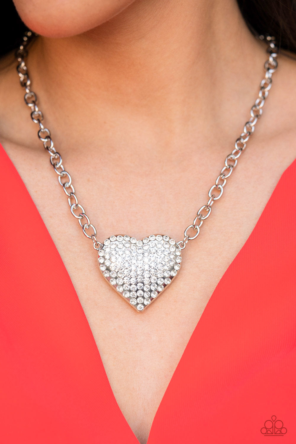 Paparazzi Accessories Heartbreakingly Blingy White Necklace - January 2022 Life Of The Party