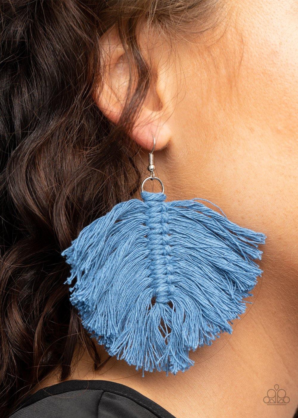 Macrame Mamba Blue Earrings - Nothin' But Jewelry by Mz. Netta