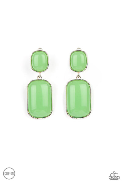 Meet Me At The Plaza Green Clip-On Earrings