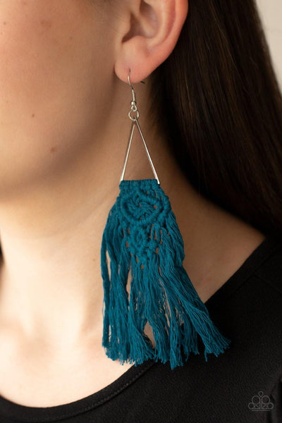 Paparazzi Modern Day Macrame Blue Earrings