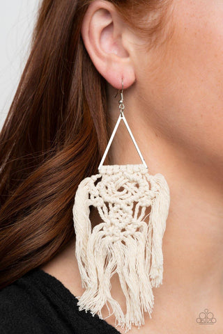 Paparazzi Modern Day Macrame White Earrings