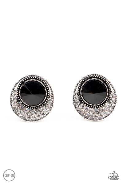 Off The RICHER-Scale Black Clip-on Earrings