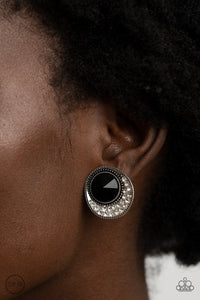 Off The RICHER-Scale Black Clip-on Earrings