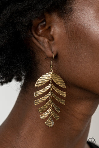 Paparazzi Palm Lagoon Brass Earrings