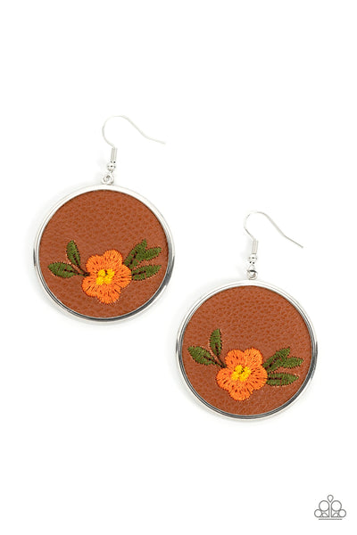 Prairie Patchwork Orange Earrings