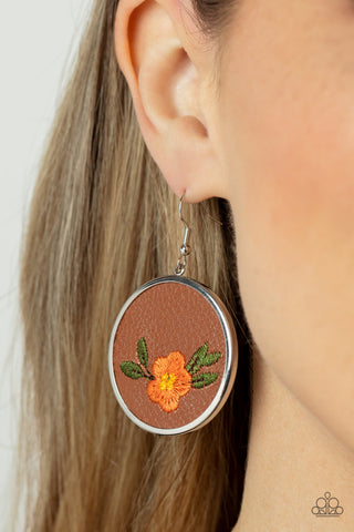 Prairie Patchwork Orange Earrings