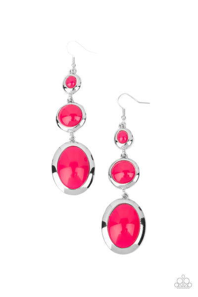 Paparazzi Retro Reality Pink Earrings