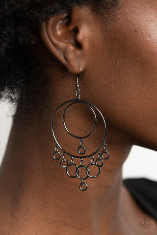 Paparazzi Roundabout Radiance Black Earrings