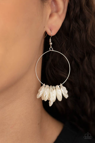 Sailboats and Seashells White Earrings