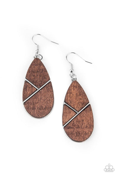 Paparazzi Sequoia Forest Brown Earrings