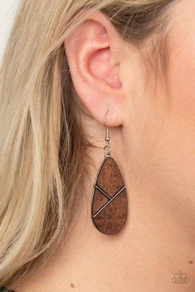 Paparazzi Sequoia Forest Brown Earrings