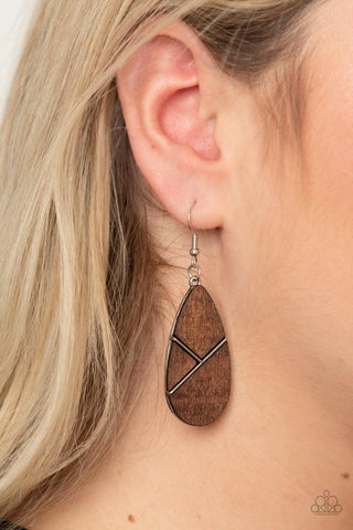 Paparazzi Sequoia Forest Brown Earrings