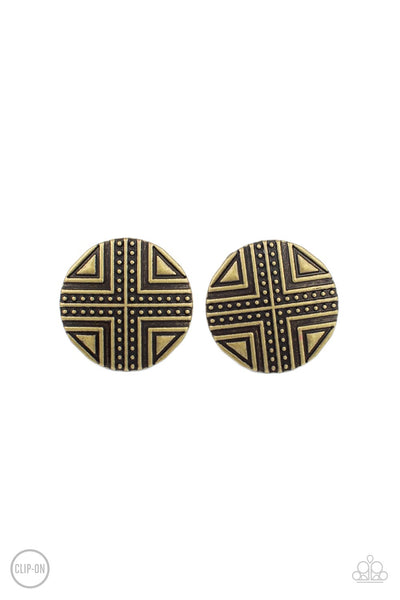 Shielded Shimmer Brass Clip-on Earrings