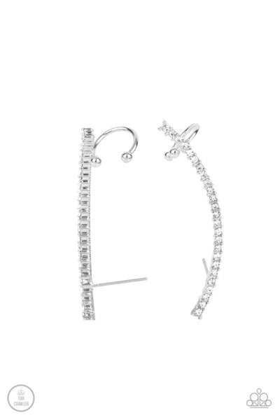 Paparazzi Accessories Sleekly Shimmering White Ear Crawlers