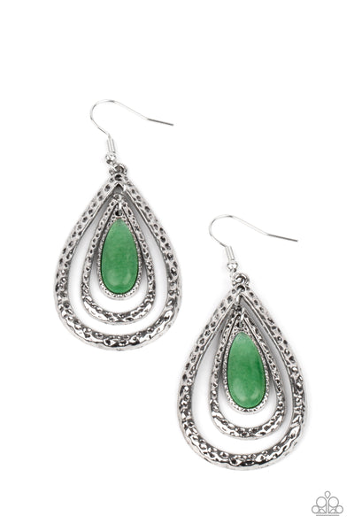 Paparazzi Teardrop Torrent Green Earrings