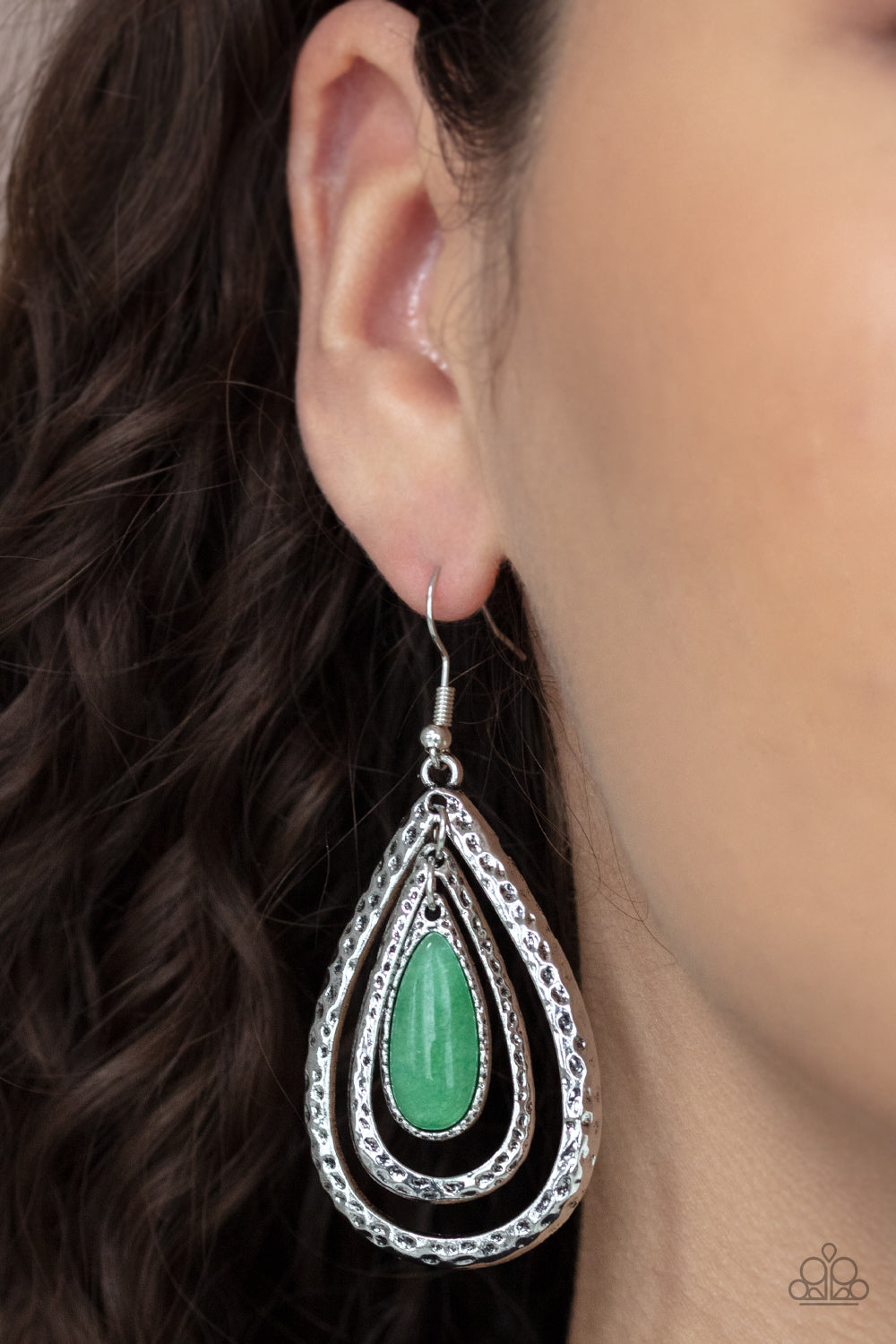 Paparazzi Teardrop Torrent Green Earrings