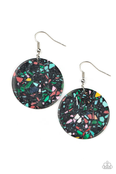 Tenaciously Terrazzo Black Earrings