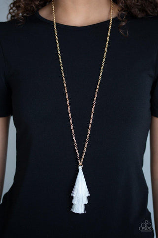 Paparazzi Triple The Tassel White Necklace