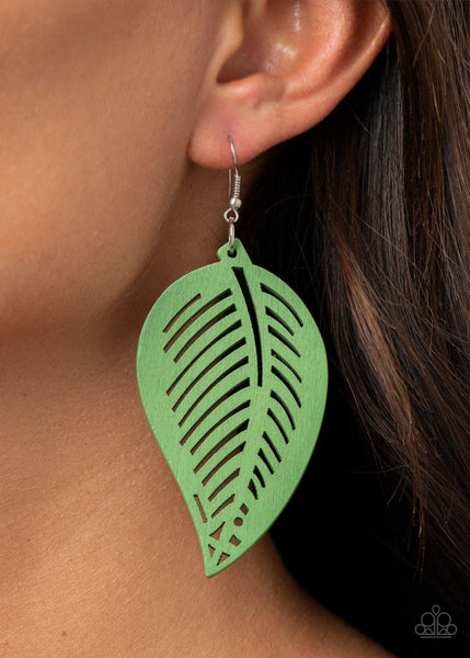Paparazzi Tropical Foliage Green Earrings