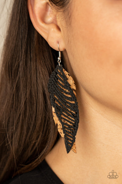 Paparazzi WINGING Off The Hook Black Earrings