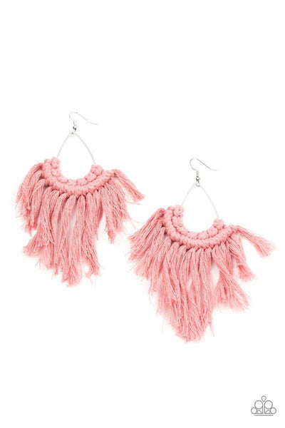 Wanna Piece Of MACRAME? Pink Earrings - Nothin' But Jewelry by Mz. Netta