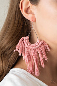 Wanna Piece Of MACRAME? Pink Earrings - Nothin' But Jewelry by Mz. Netta