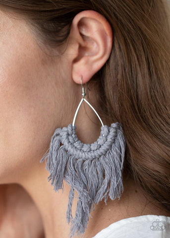 Paparazzi Wanna Piece Of MACRAME? Silver Earrings