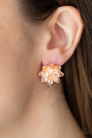 Water Lily Love Rose Gold Earrings