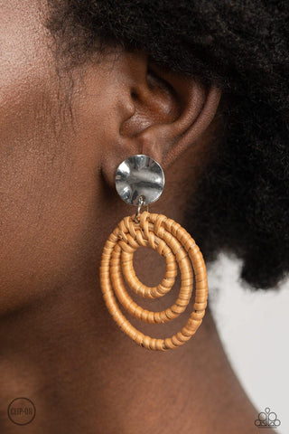 Paparazzi Whimsically Wicker Brown Earrings