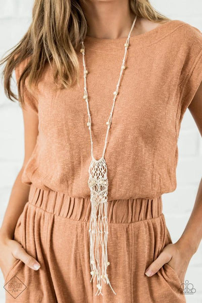 Macramé Majesty White Necklace - Sunset Sightings November 2020